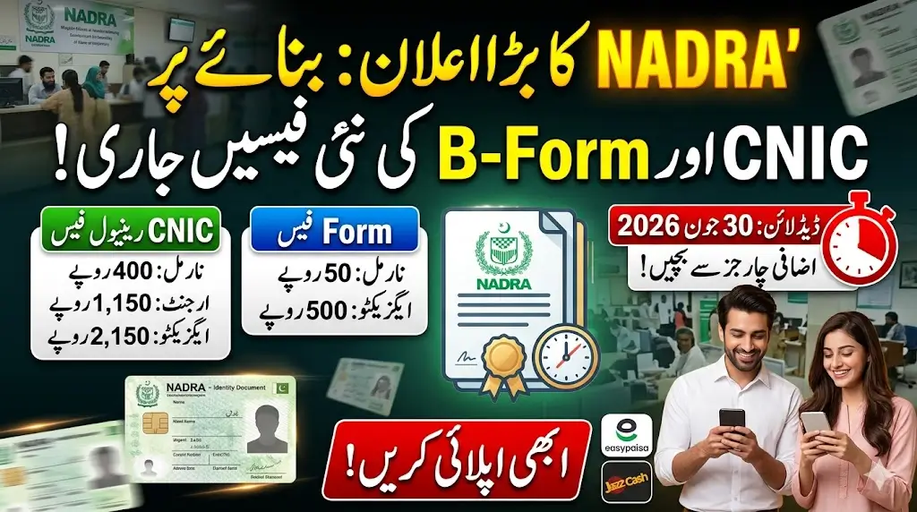 NADRA Announces New Fees for CNIC Renewal and B-Form – Complete Details Before June 2026 Deadline